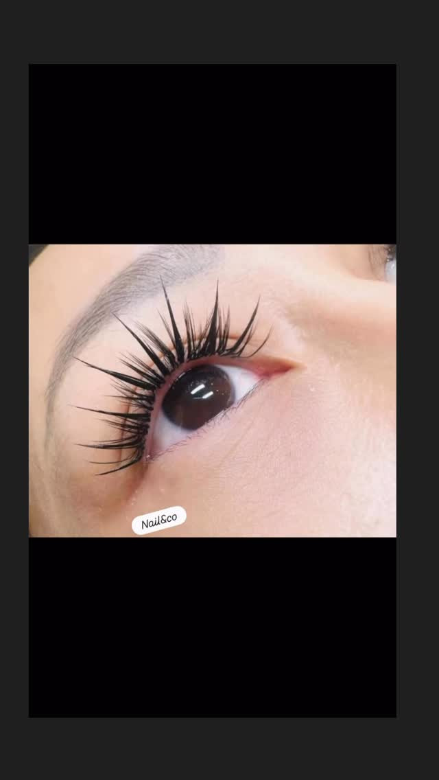 Close-up of eyelash extensions applied at Nail & Co. Hougang